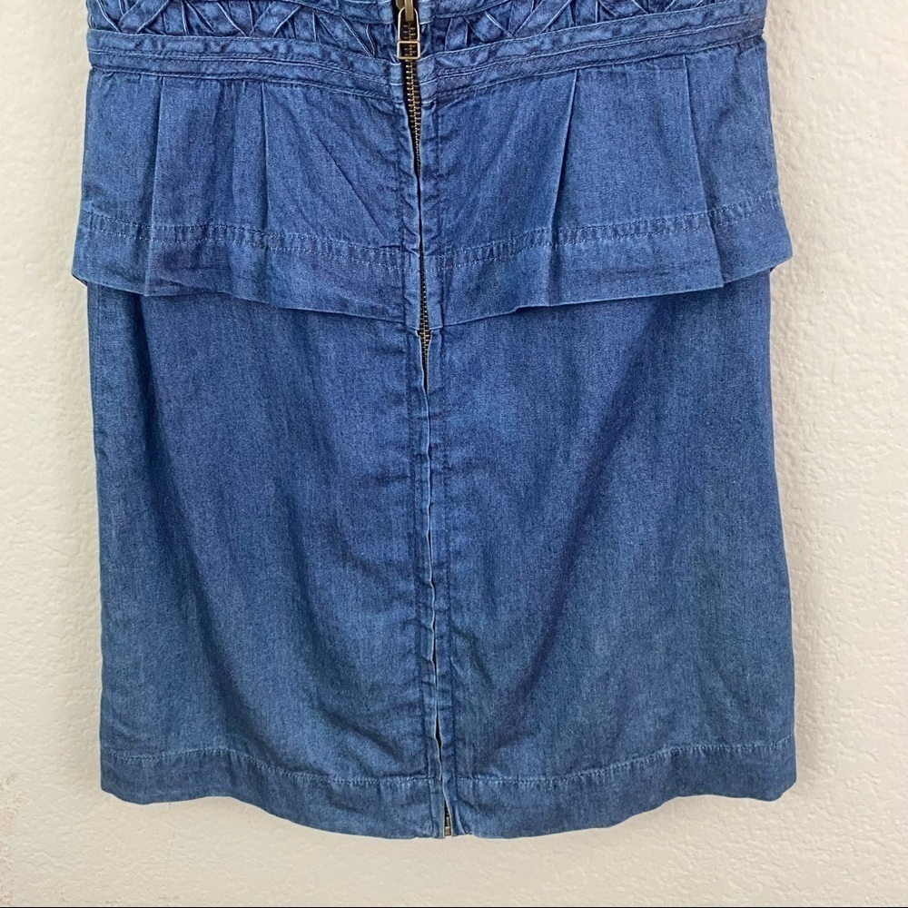 Free People New Romantics Highland Denim Dress Cut Outs Size 0 - Picture 8 of 12